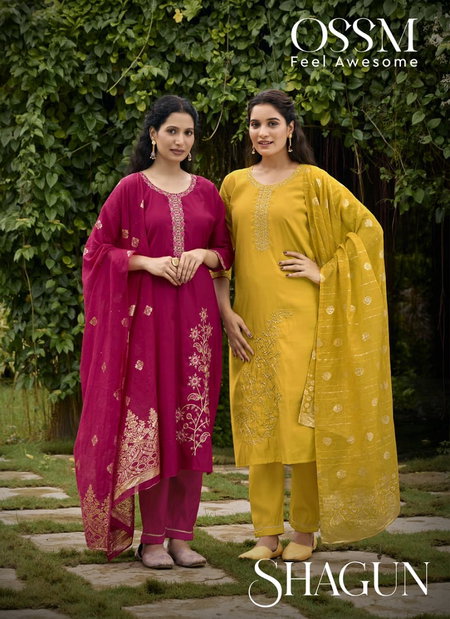 Shagun By Ossm Viscose Roman Silk Kurti With Bottom Dupatta Orders In India